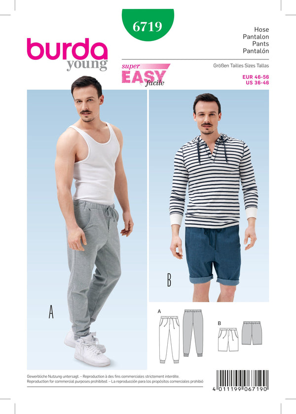 Burda Style Men's Pants Sewing Pattern for Stylish Creations B6719