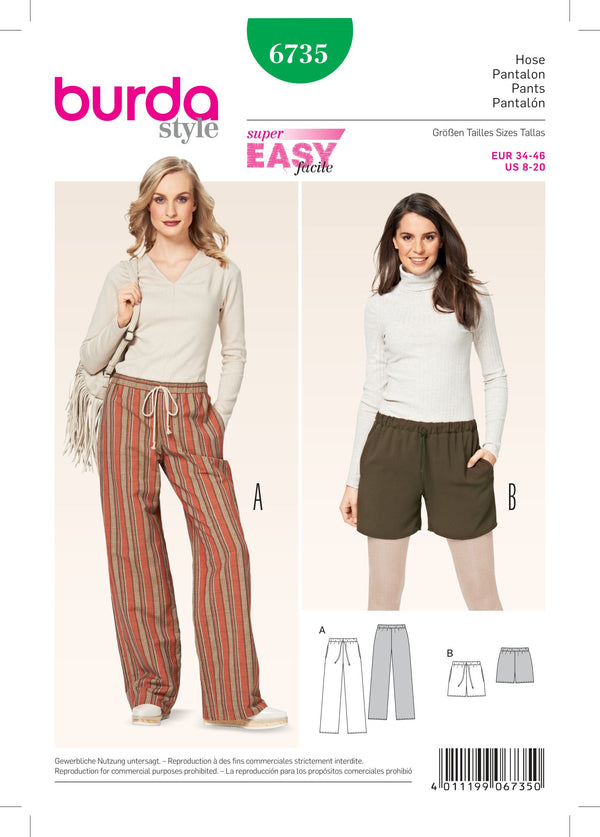 Burda Style Misses Pants Sewing Pattern for Stylish Creations B6735