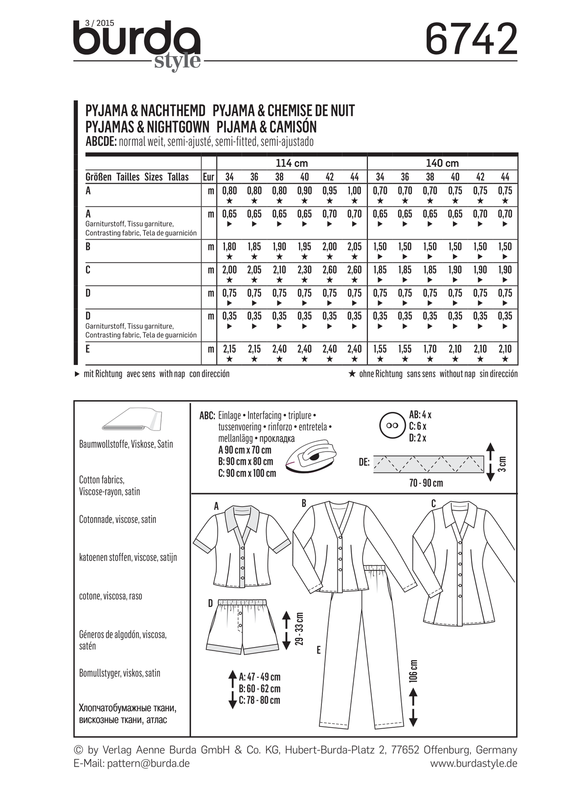 Burda Style Misses Sleepwear Sewing Pattern for Stylish Comfort B6742