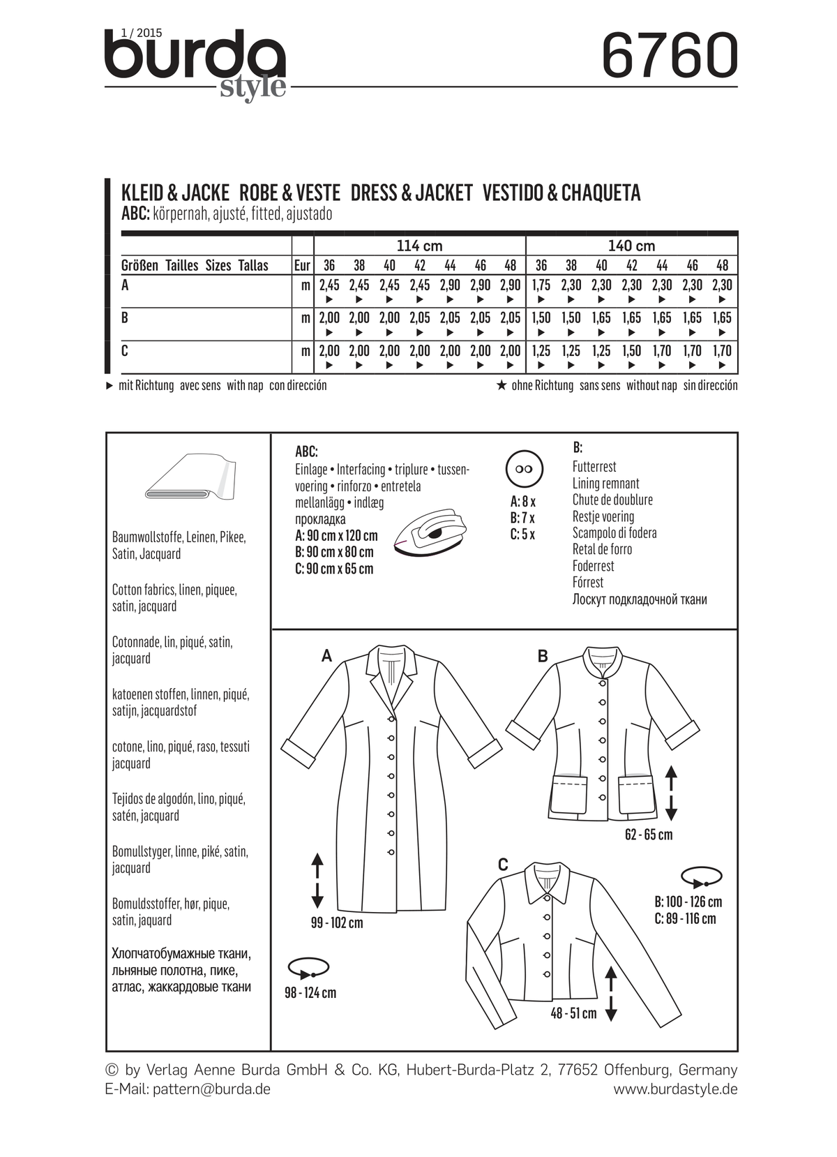 Burda Style Dress Misses Sewing Pattern for Stylish Creations B6760