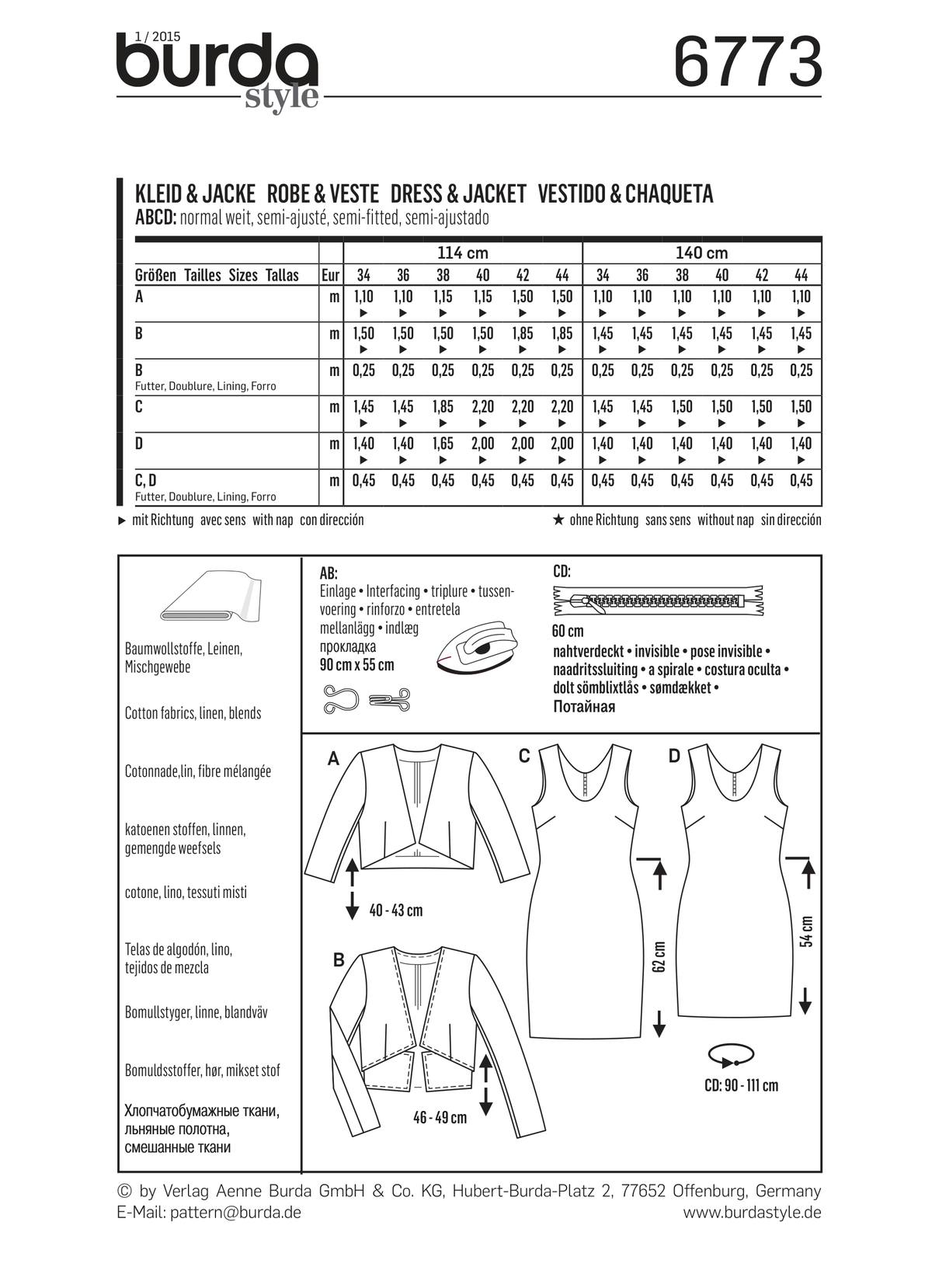 Burda Style Dress Misses Sewing Pattern for Stylish Creations B6773