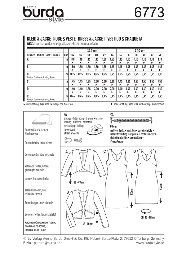 Burda Style Dress Misses Sewing Pattern for Stylish Creations B6773