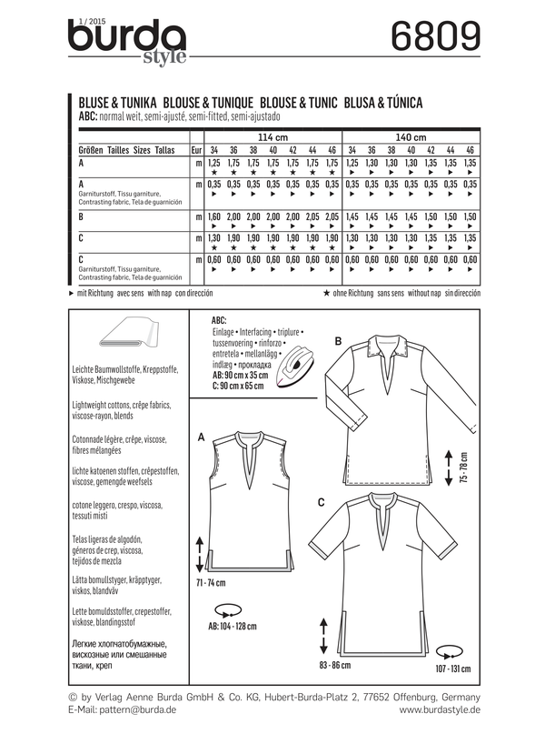 Burda Style Top/Vest Misses Sewing Pattern for Stylish Creations B6809