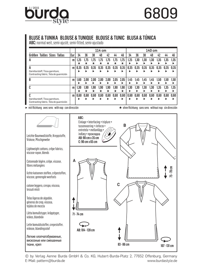 Burda Style Top/Vest Misses Sewing Pattern for Stylish Creations B6809