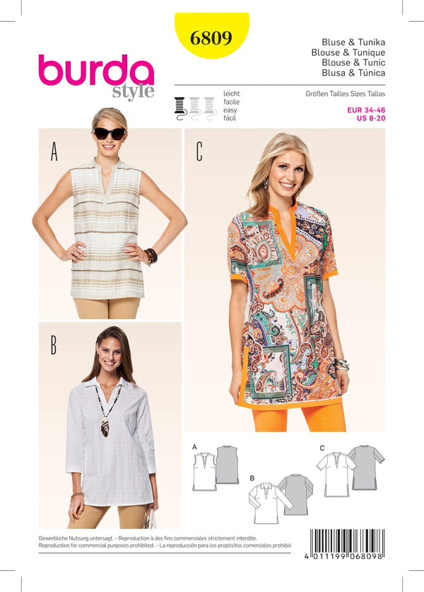 Burda Style Top/Vest Misses Sewing Pattern for Stylish Creations B6809