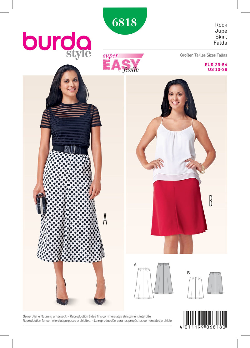 Burda Style Skirt/Pants Misses Sewing Pattern for Stylish Outfits B6818