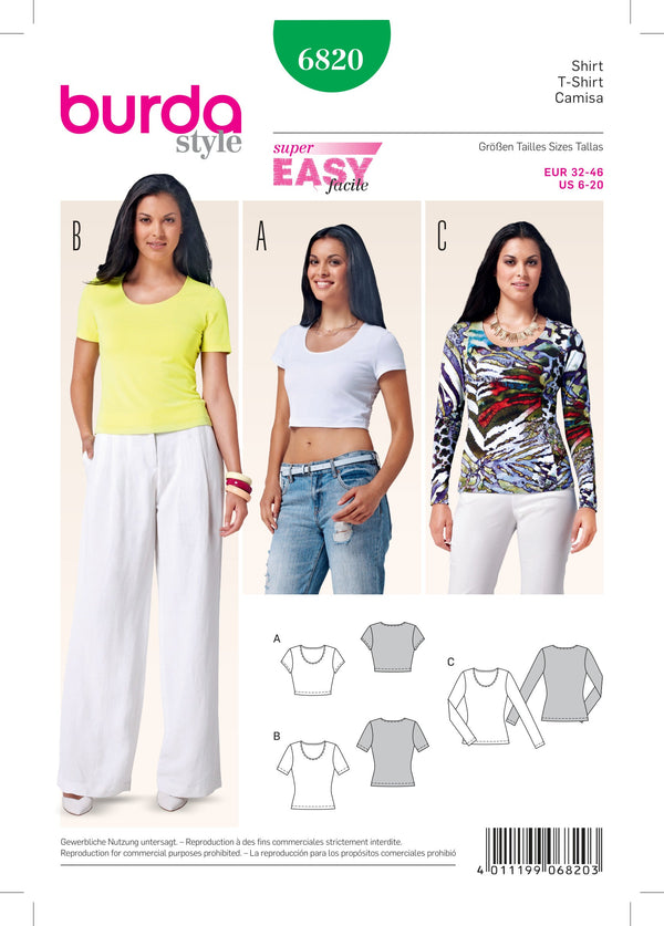 Burda Style Top/Vest Misses Sewing Pattern for Stylish Creations B6820