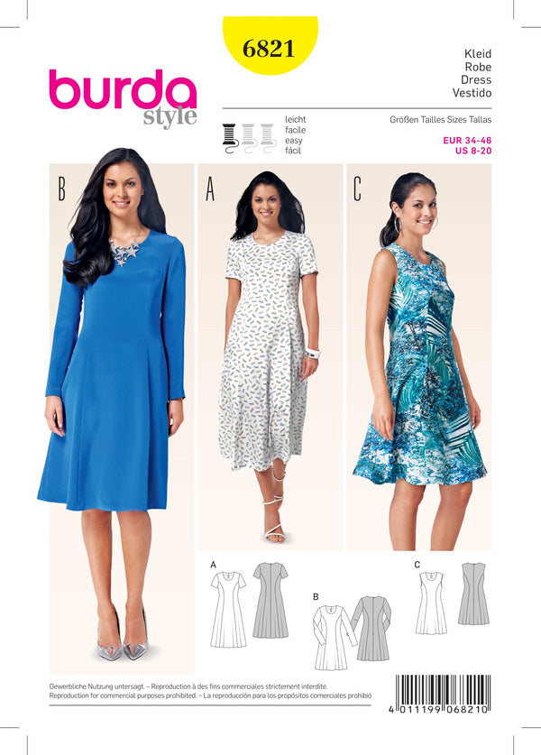 Burda Style Dress Misses Sewing Pattern for Stylish Creations B6821