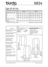 Burda Style Skirt/Pants Misses Sewing Pattern for Stylish Creations B6834