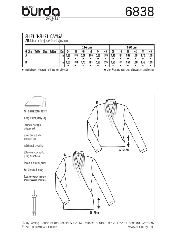 Burda Style Top/Vest Misses Sewing Pattern for Stylish Creations B6838
