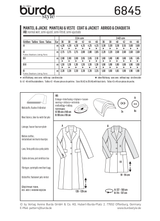 Burda Style Jacket/Coat Misses Sewing Pattern for Stylish Creations B6845