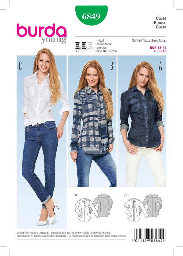 Burda Style Top/Vest Misses Sewing Pattern for Stylish Creations B6849