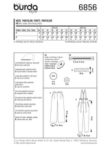 Burda Style Skirt/Pants Misses Sewing Pattern for Stylish Creations B6856