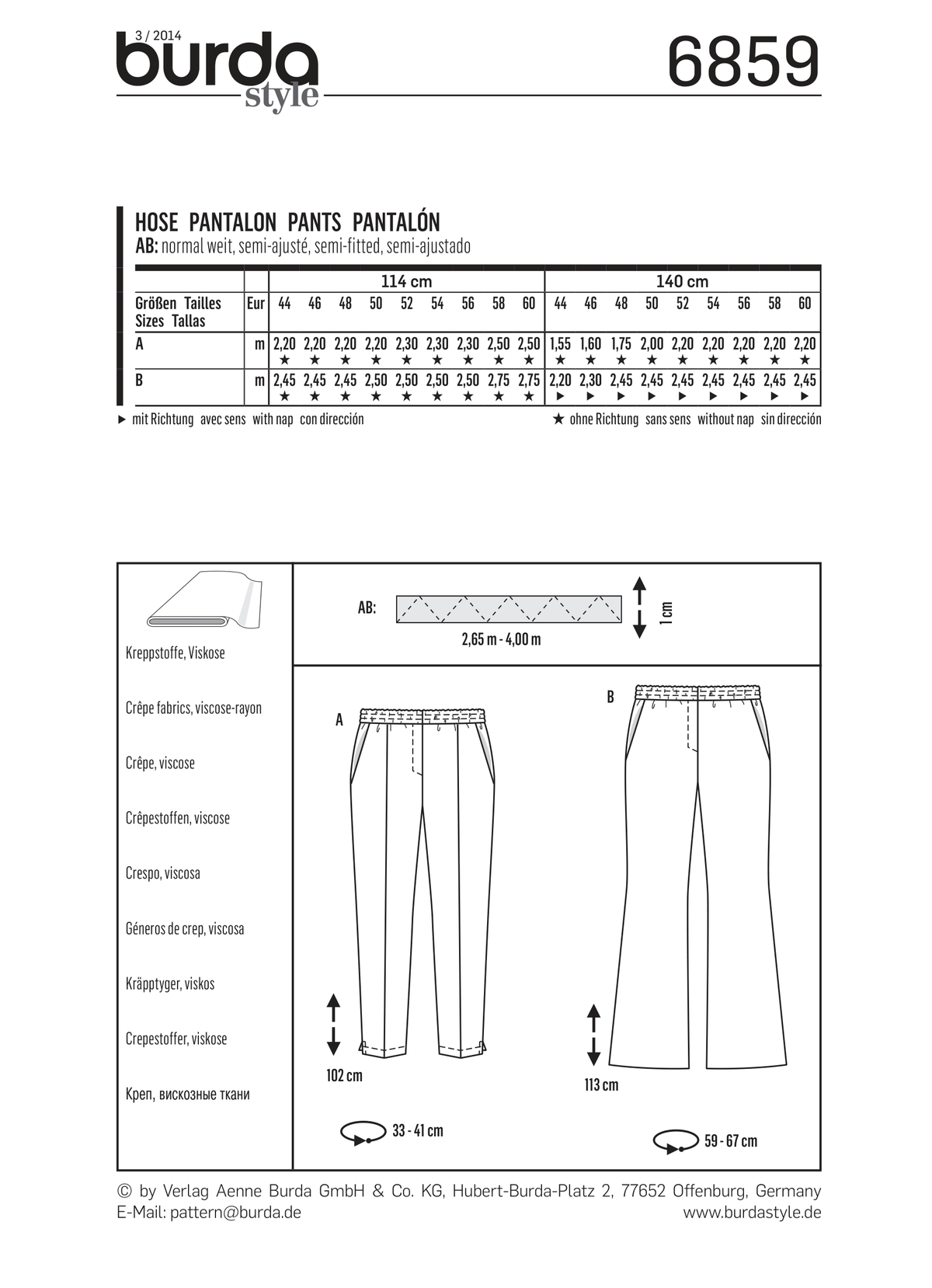 Burda Style Plus Size Skirt and Pants Sewing Pattern B6859