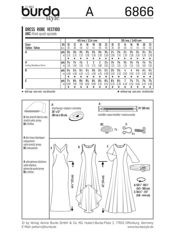 Burda Style Dress Misses Sewing Pattern for Stylish Creations B6866