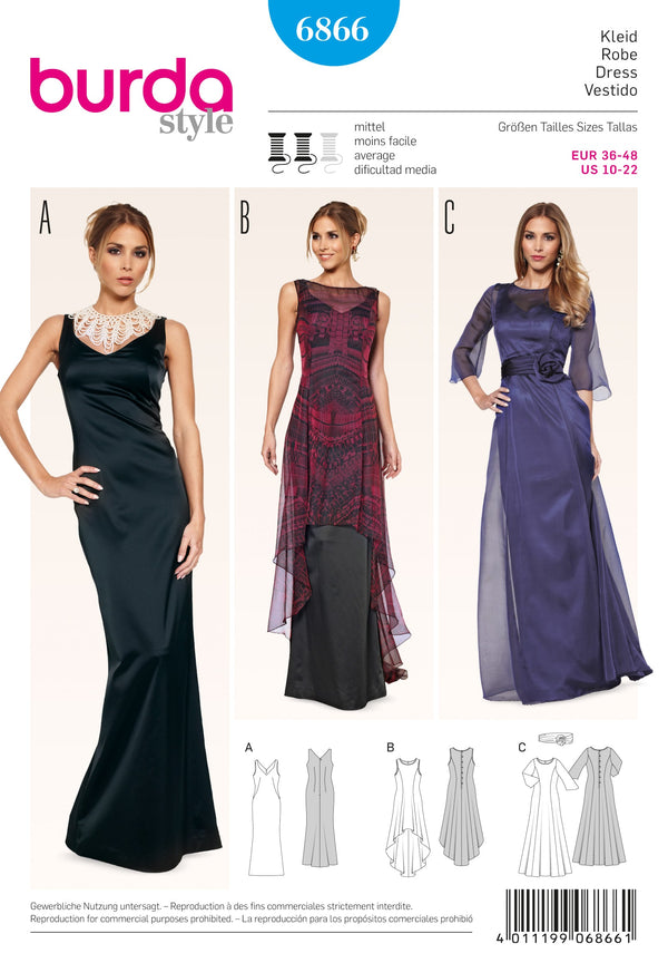 Burda Style Dress Misses Sewing Pattern for Stylish Creations B6866