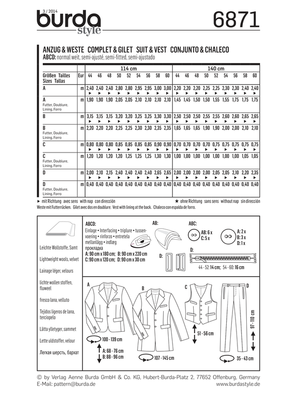 Burda Style Men's and Boys' Top/Vest Sewing Pattern B6871