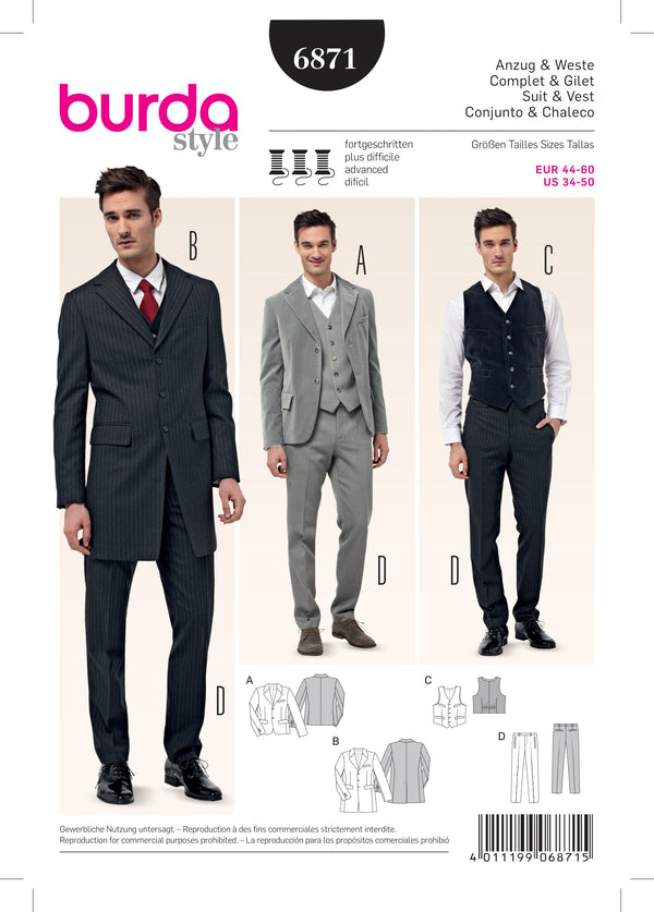 Burda Style Men's and Boys' Top/Vest Sewing Pattern B6871