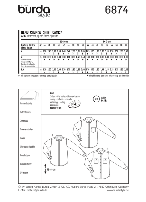 Burda Style Men's and Boys' Top/Vest Sewing Pattern B6874