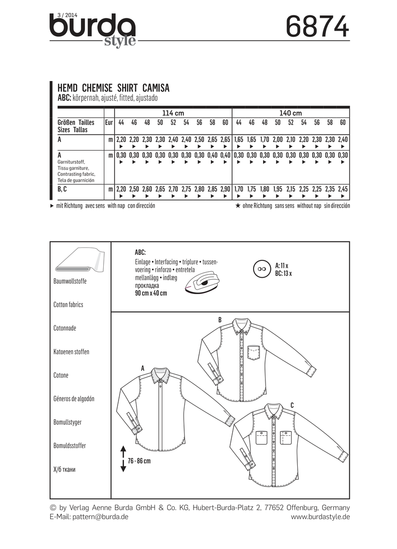 Burda Style Men's and Boys' Top/Vest Sewing Pattern B6874