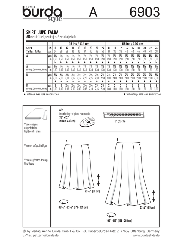 Burda Style Skirts Sewing Pattern for Stylish Creations B6903