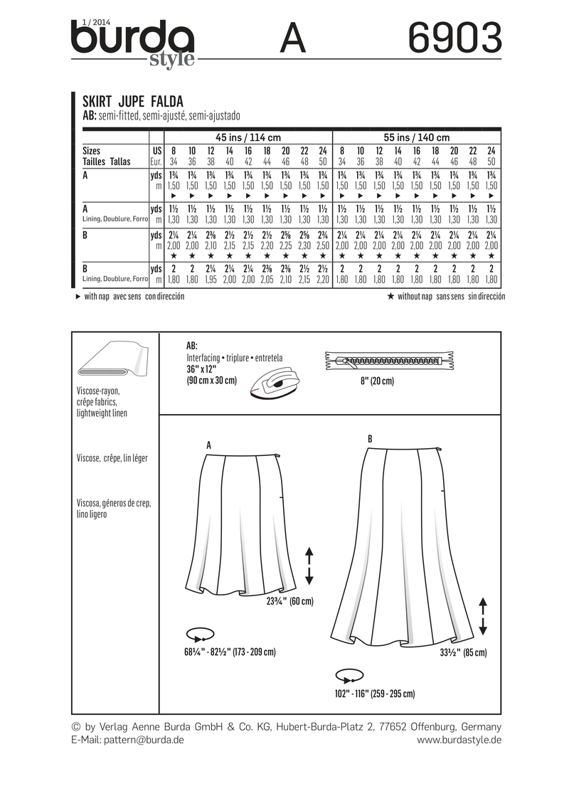 Burda Style Skirts Sewing Pattern for Stylish Creations B6903