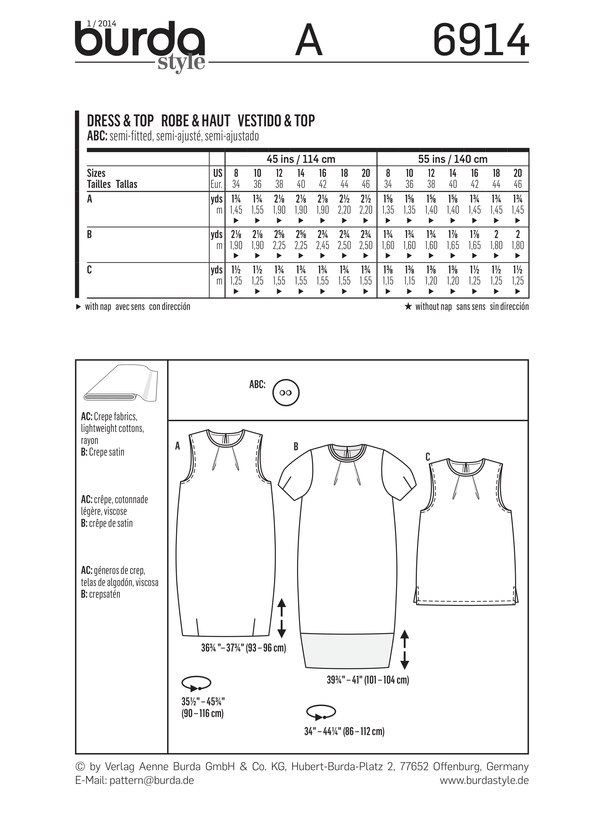 Burda Style Dresses: Stylish Sewing Pattern for Fashion Enthusiasts B6914