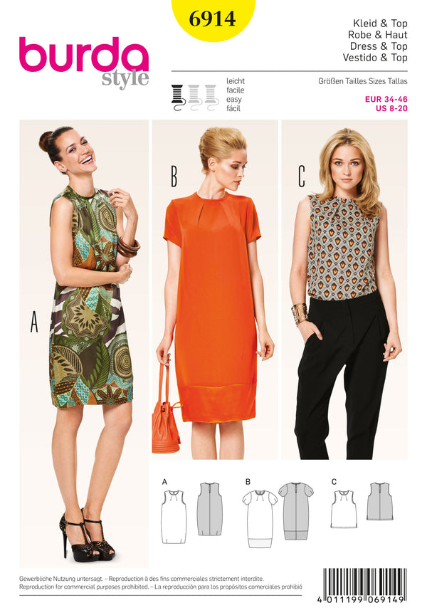 Burda Style Dresses: Stylish Sewing Pattern for Fashion Enthusiasts B6914