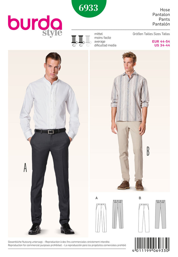 Burda Style Menswear Sewing Pattern for Stylish Creations B6933