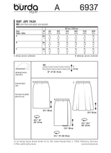 Burda Style Skirts Sewing Pattern for Stylish Creations B6937