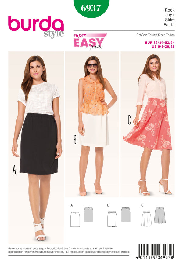 Burda Style Skirts Sewing Pattern for Stylish Creations B6937