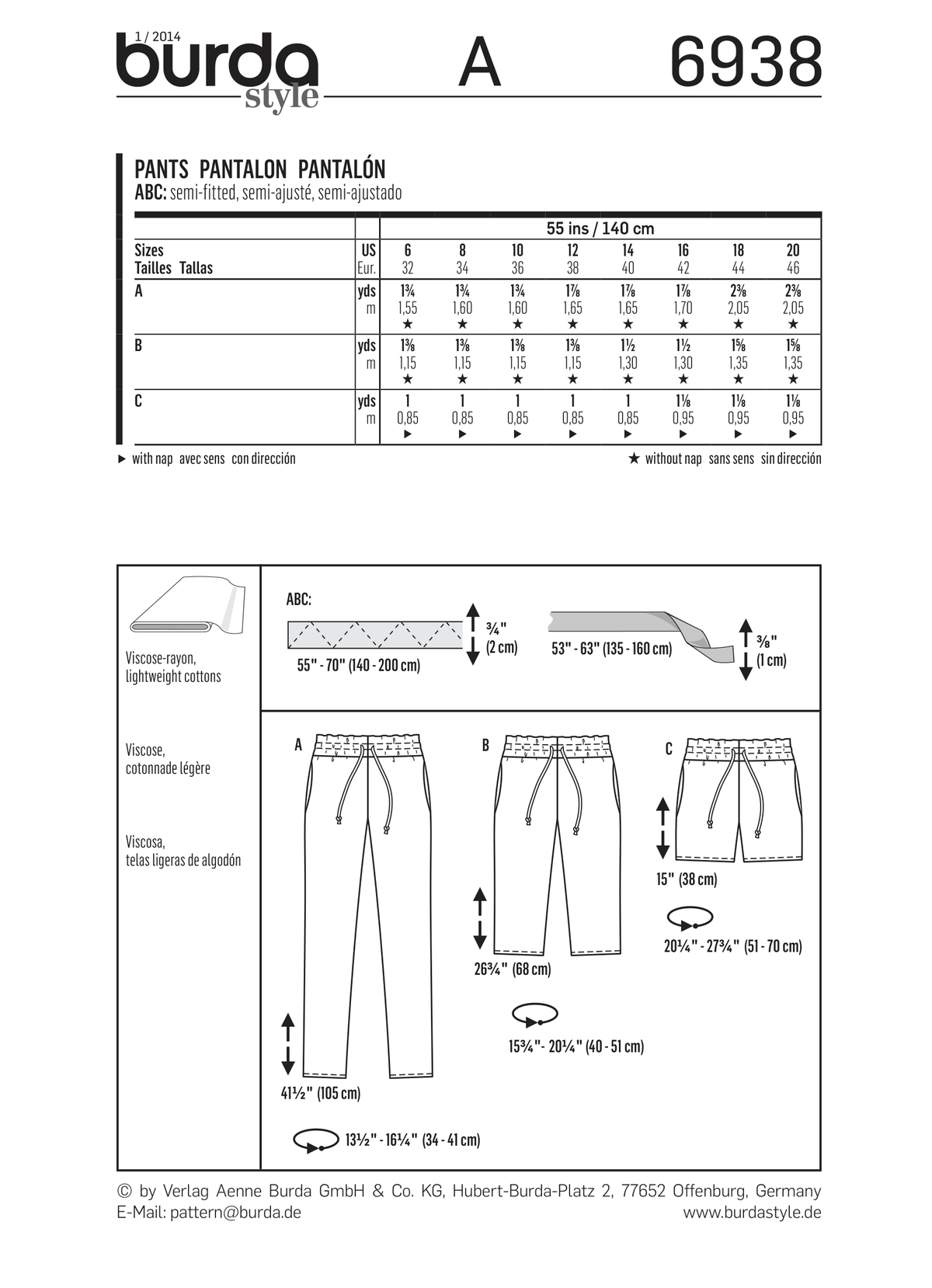 Burda Style Stylish Pants Sewing Pattern for Fashion Enthusiasts B6938
