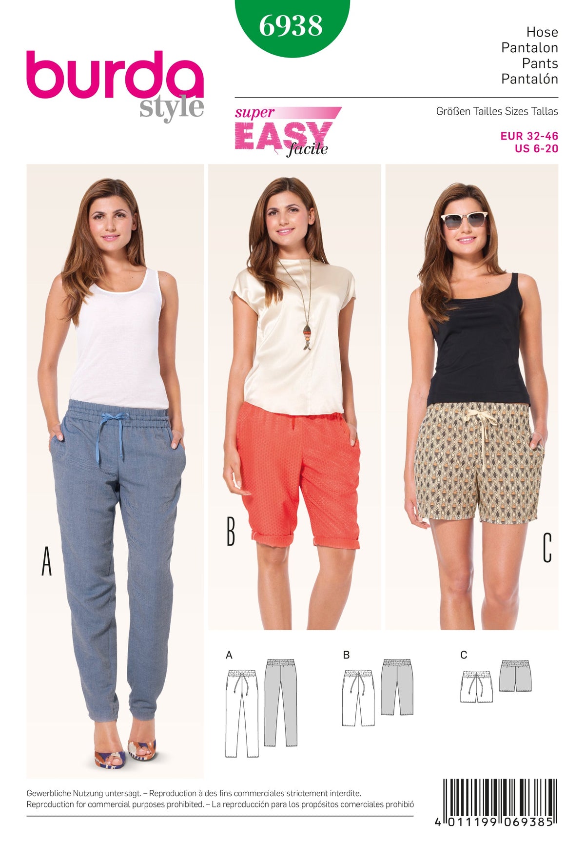 Burda Style Stylish Pants Sewing Pattern for Fashion Enthusiasts B6938