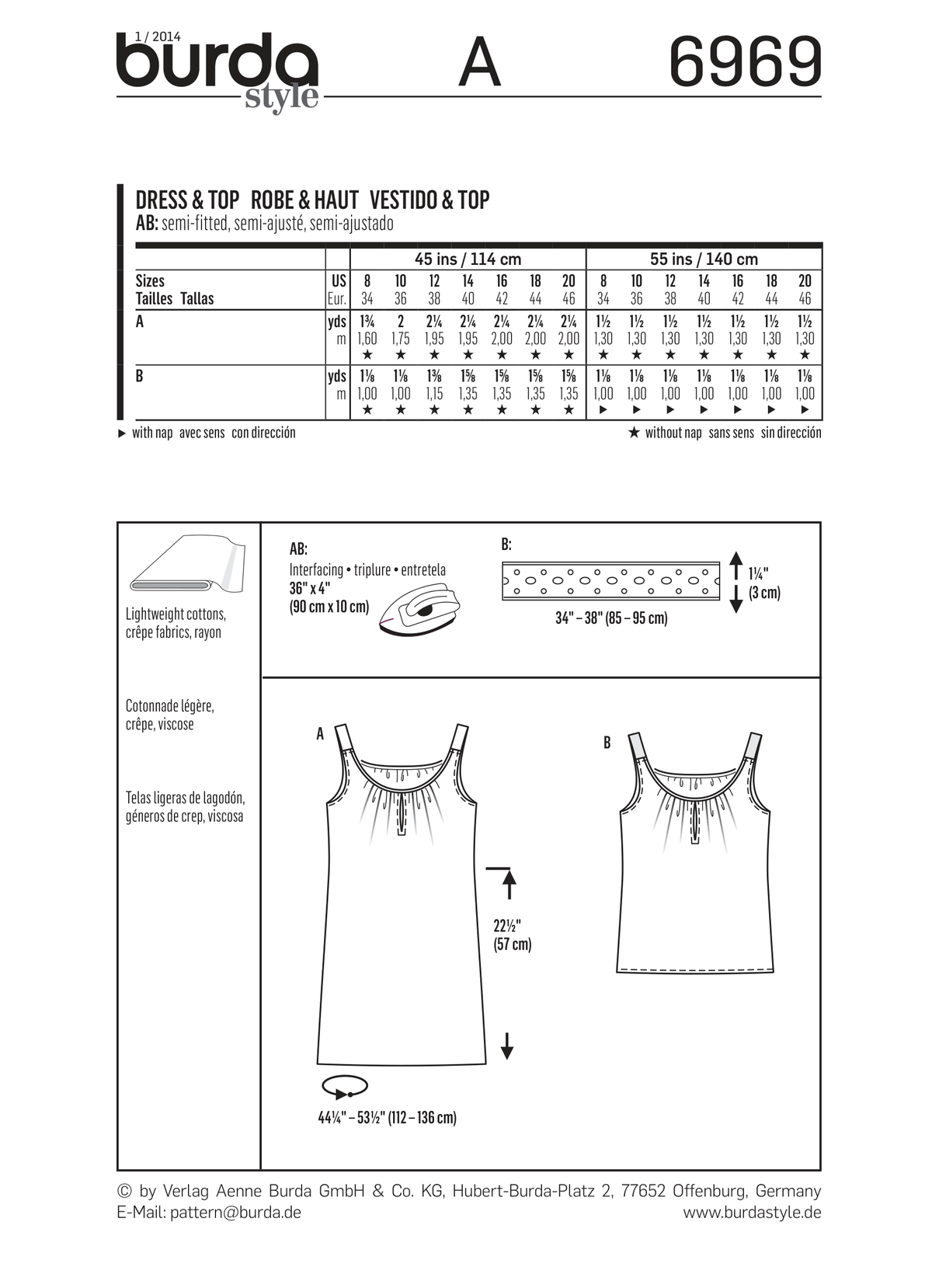 Burda Style Stylish Tops, Shirts & Blouses Sewing Pattern B6969
