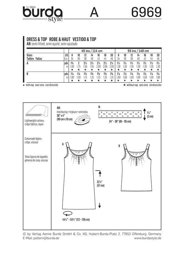 Burda Style Stylish Tops, Shirts & Blouses Sewing Pattern B6969