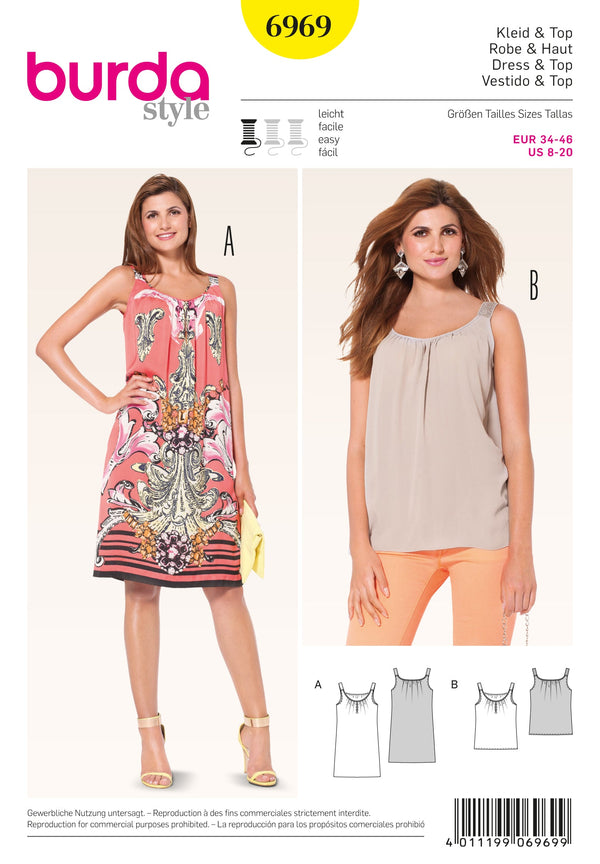 Burda Style Stylish Tops, Shirts & Blouses Sewing Pattern B6969