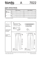 Burda Style Stylish Pant Sewing Pattern for Fashion Enthusiasts B7022