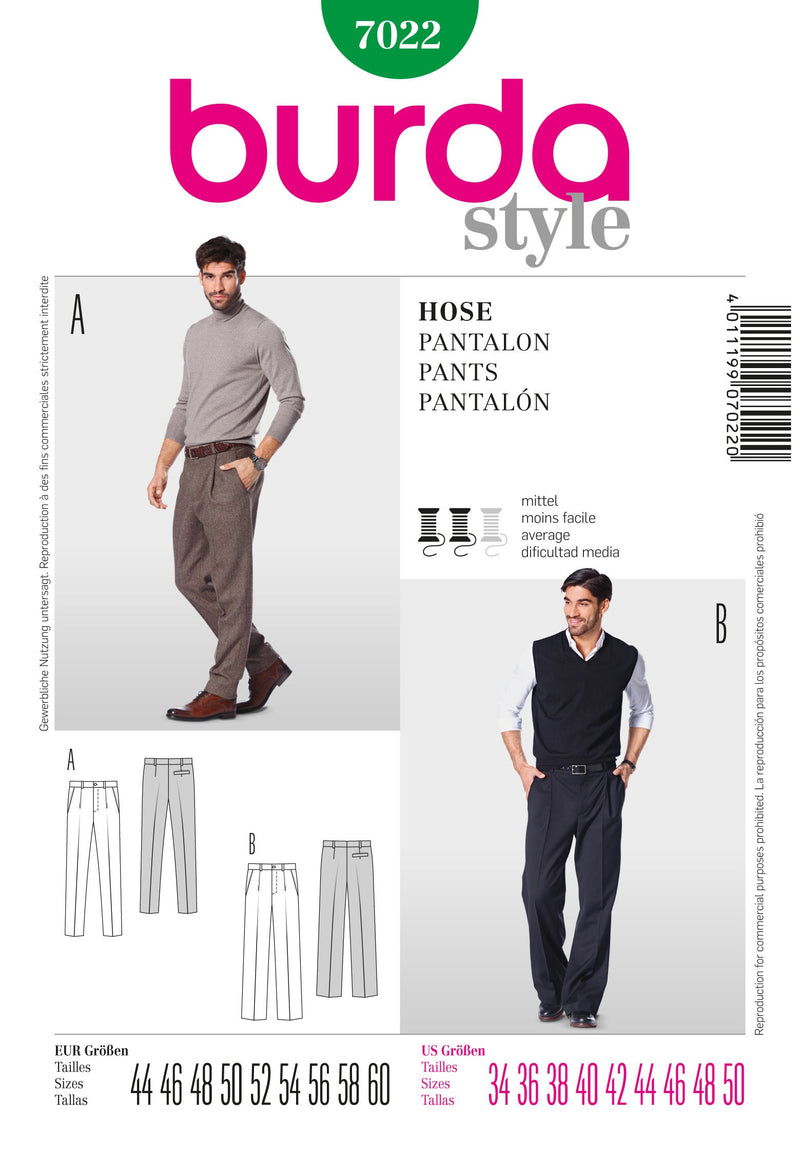 Burda Style Stylish Pant Sewing Pattern for Fashion Enthusiasts B7022