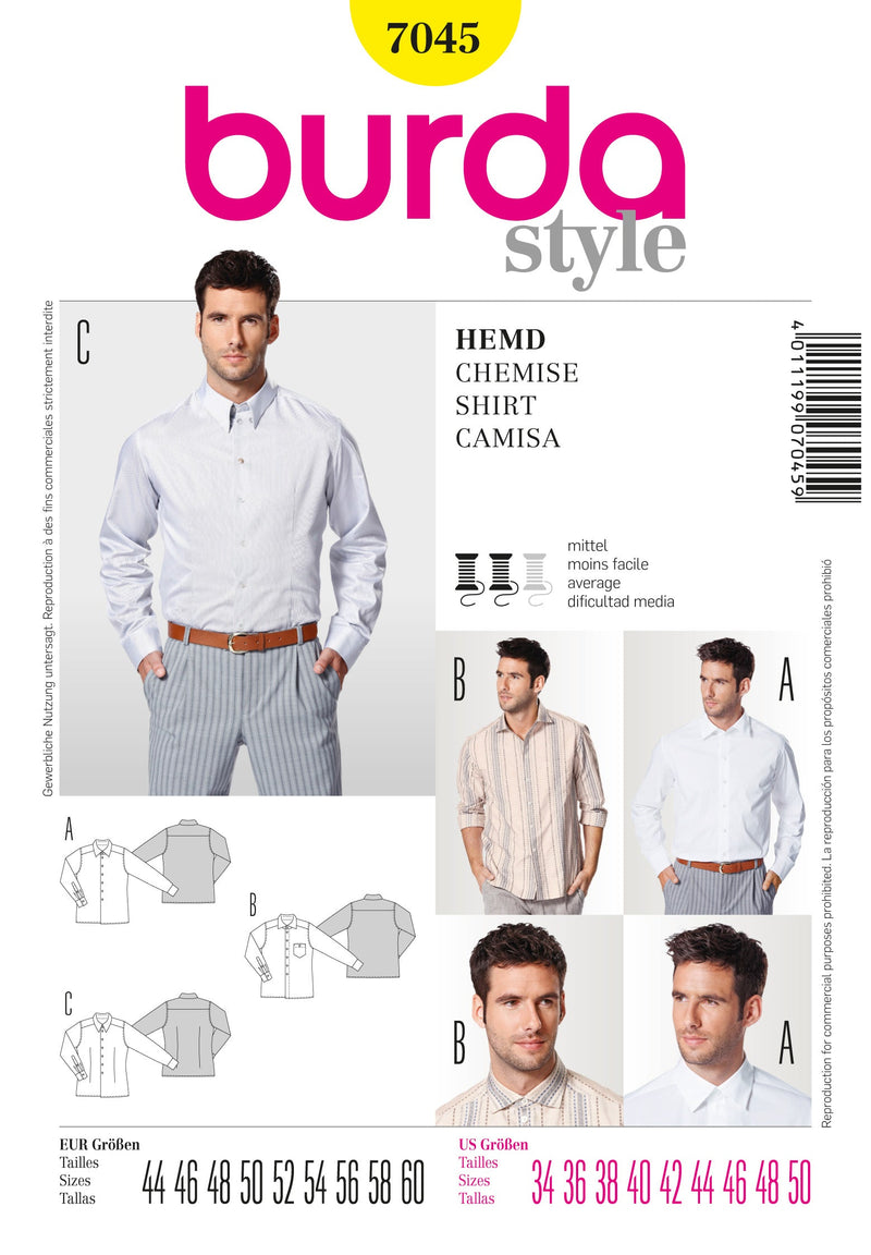 Burda Style Stylish Shirt Sewing Pattern for Fashion Enthusiasts B7045