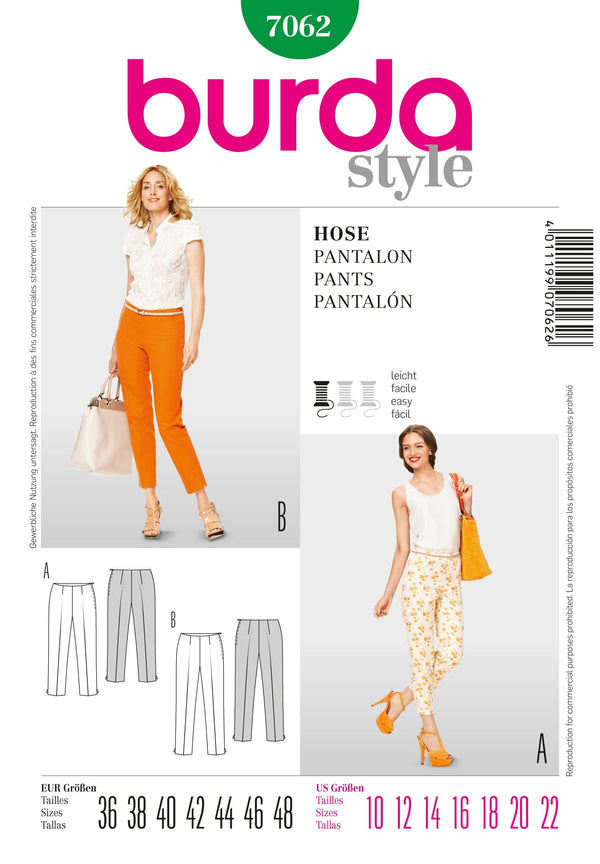 Burda Style Stylish Pant Sewing Pattern for Fashion Enthusiasts B7062