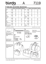 Burda Style Travel Bags Sewing Pattern for Stylish Creations B7119