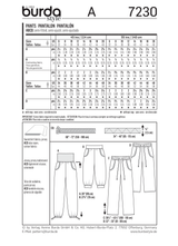 Burda Style Stylish Pant Sewing Pattern for Fashion Enthusiasts B7230