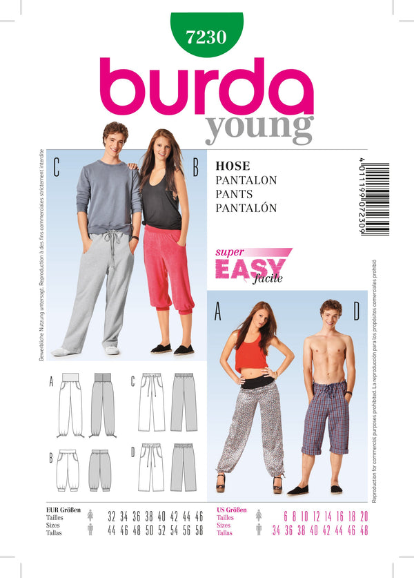 Burda Style Stylish Pant Sewing Pattern for Fashion Enthusiasts B7230