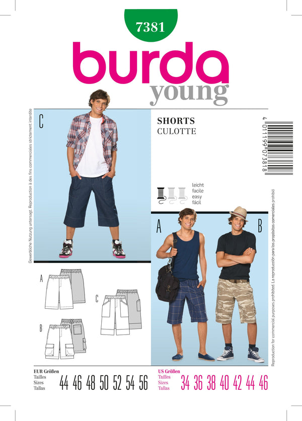Burda Style Stylish Shorts Sewing Pattern for Trendy Outfits B7381