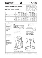 Burda Style Vest Sewing Pattern for Stylish Creations B7769