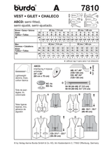 Burda Style Stylish Vest Sewing Pattern for Fashion Enthusiasts B7810