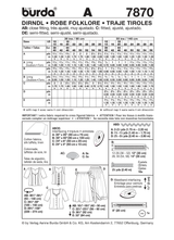 Burda Style Dirndl Dress Sewing Pattern for Stylish Creations B7870