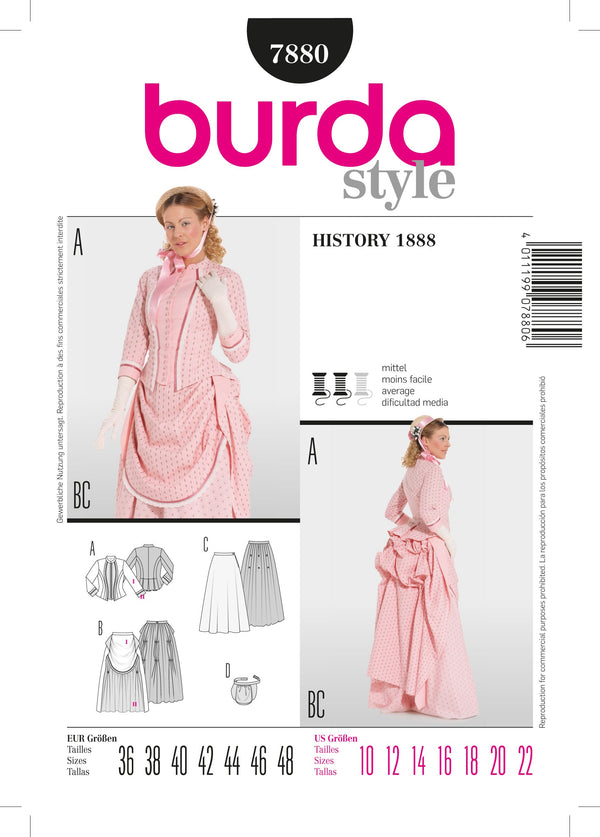 Burda Style: Vintage 1888 Sewing Pattern for Timeless Creations B7880