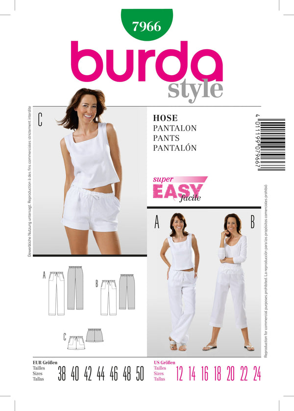 Burda Style Stylish Pant Sewing Pattern for Fashion Enthusiasts B7966