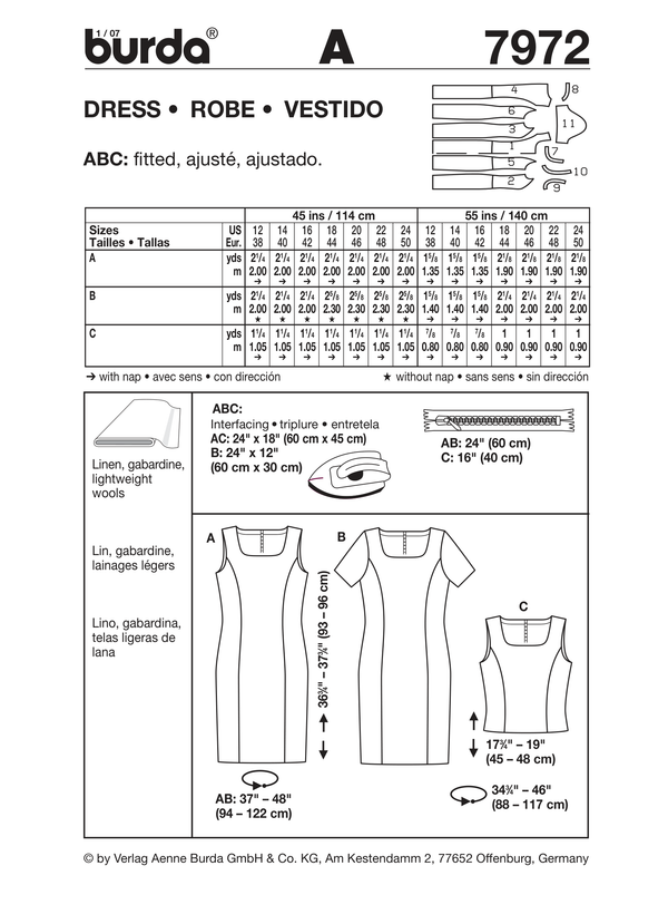 Burda Style Dress Sewing Pattern for Stylish Creations B7972